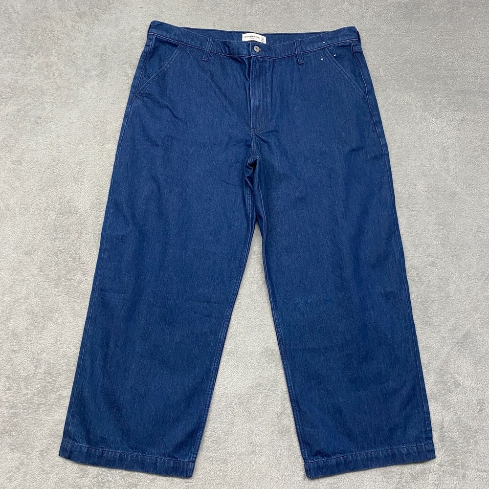 Abercrombie & Fitch Jeans Womens 34 Blue Wide Leg Mid Rise Baggy Streetwear 18